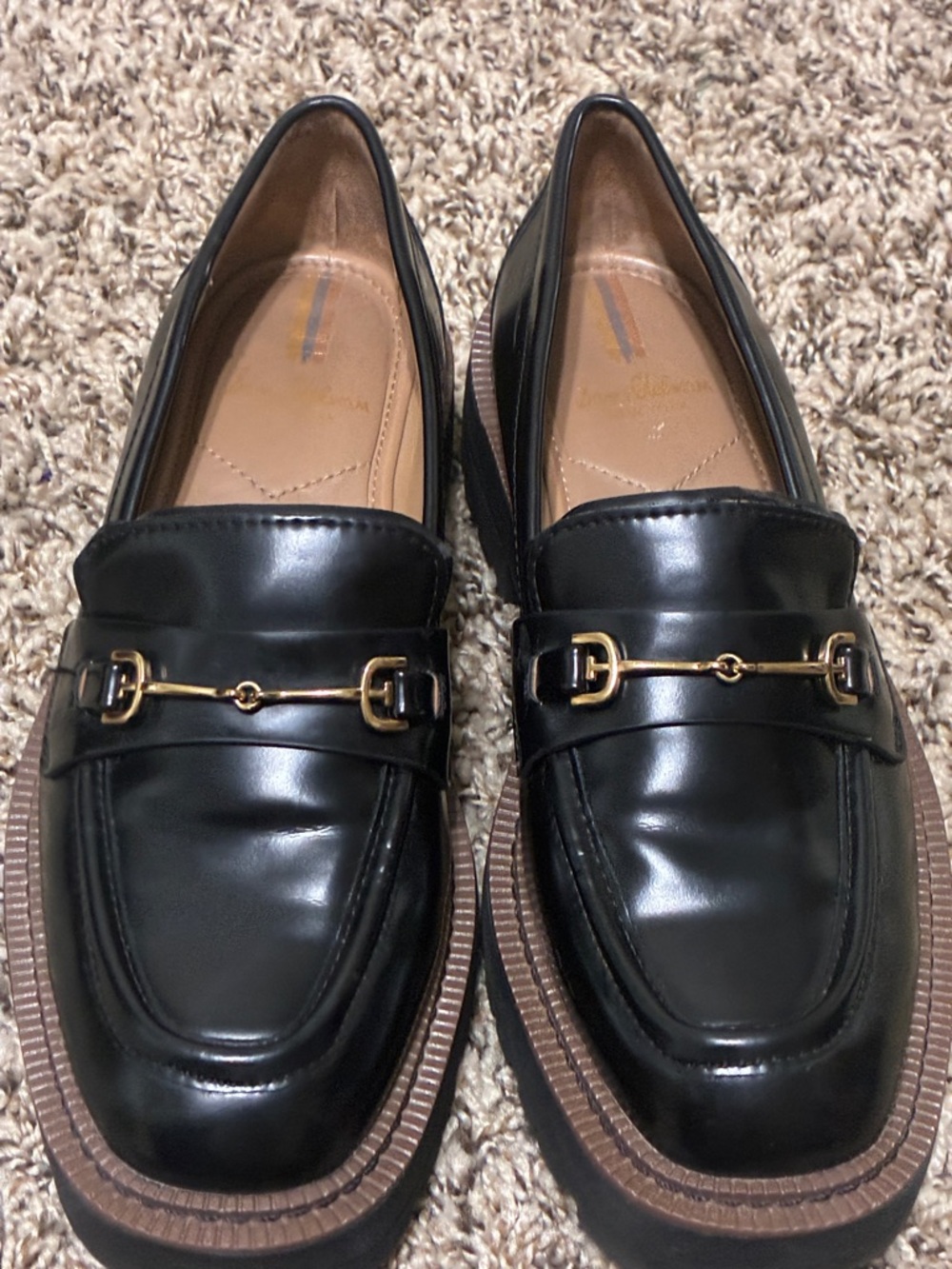 Sam Edelman Black Leather Loafers with Gold Bit - Picture 14 of 14
